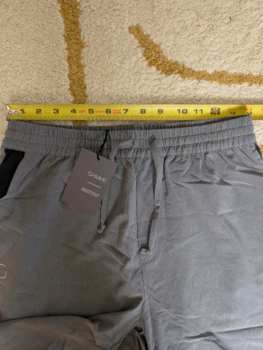 NWT Ohmme Men's Yoga Shorts Size 28 Gray Athletic Warrior II - Picture 8 of 10